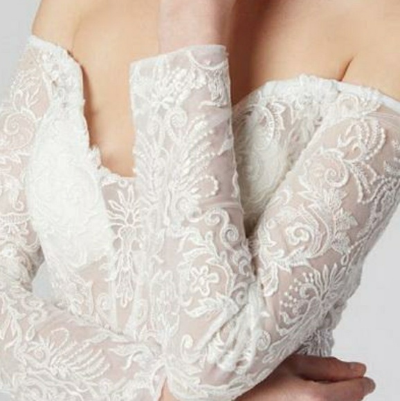 New long off the shoulder tulle, embroidered, lace, sequins, wedding dress, gown - Picture 3 of 8